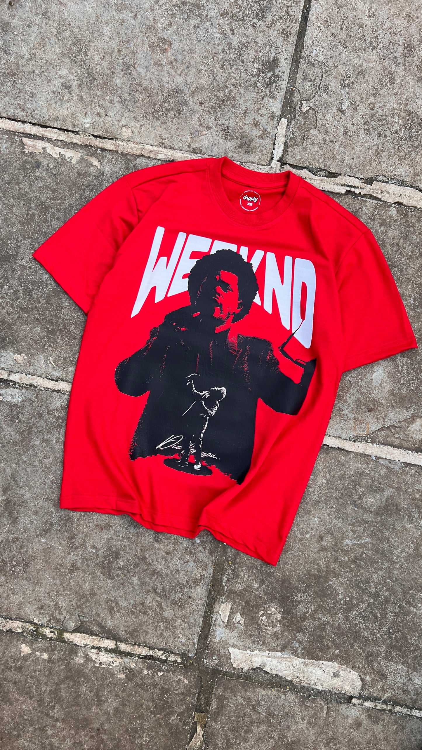 Oversized Red Weeknd T-shirt - Heavy 250 GSM Cotton