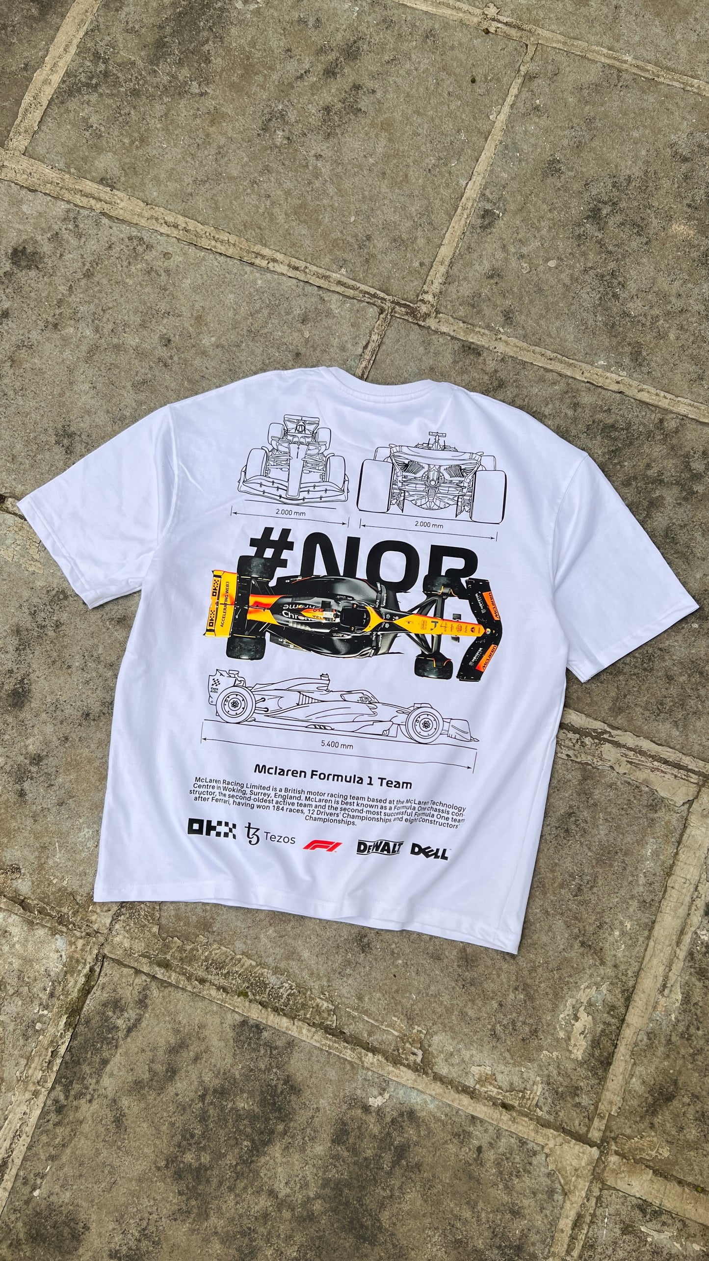 Oversized White Norris Formula 1 T-shirt - Heavy 250 GSM Cotton