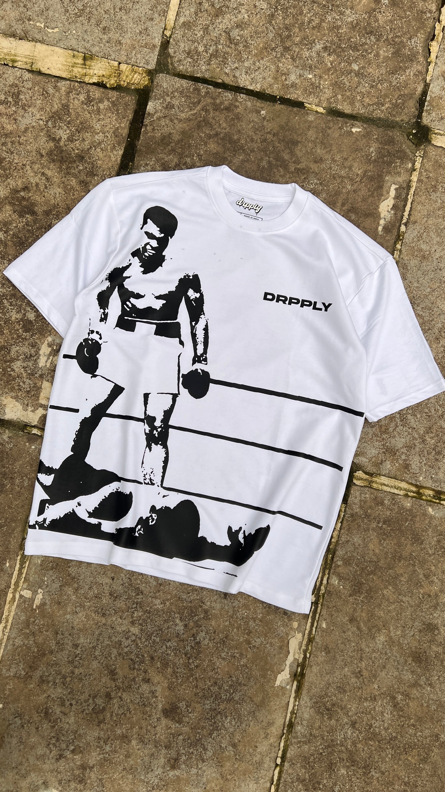 Oversized Muhammad Ali Drpply B/W T-shirt - Heavy 250 GSM Cotton