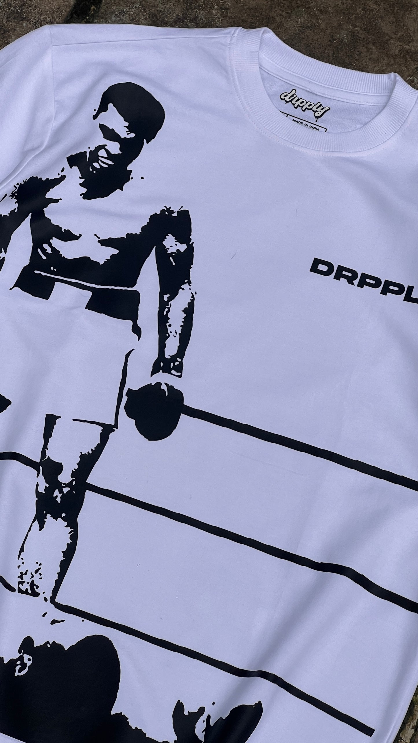 Oversized Muhammad Ali Drpply B/W T-shirt - Heavy 250 GSM Cotton