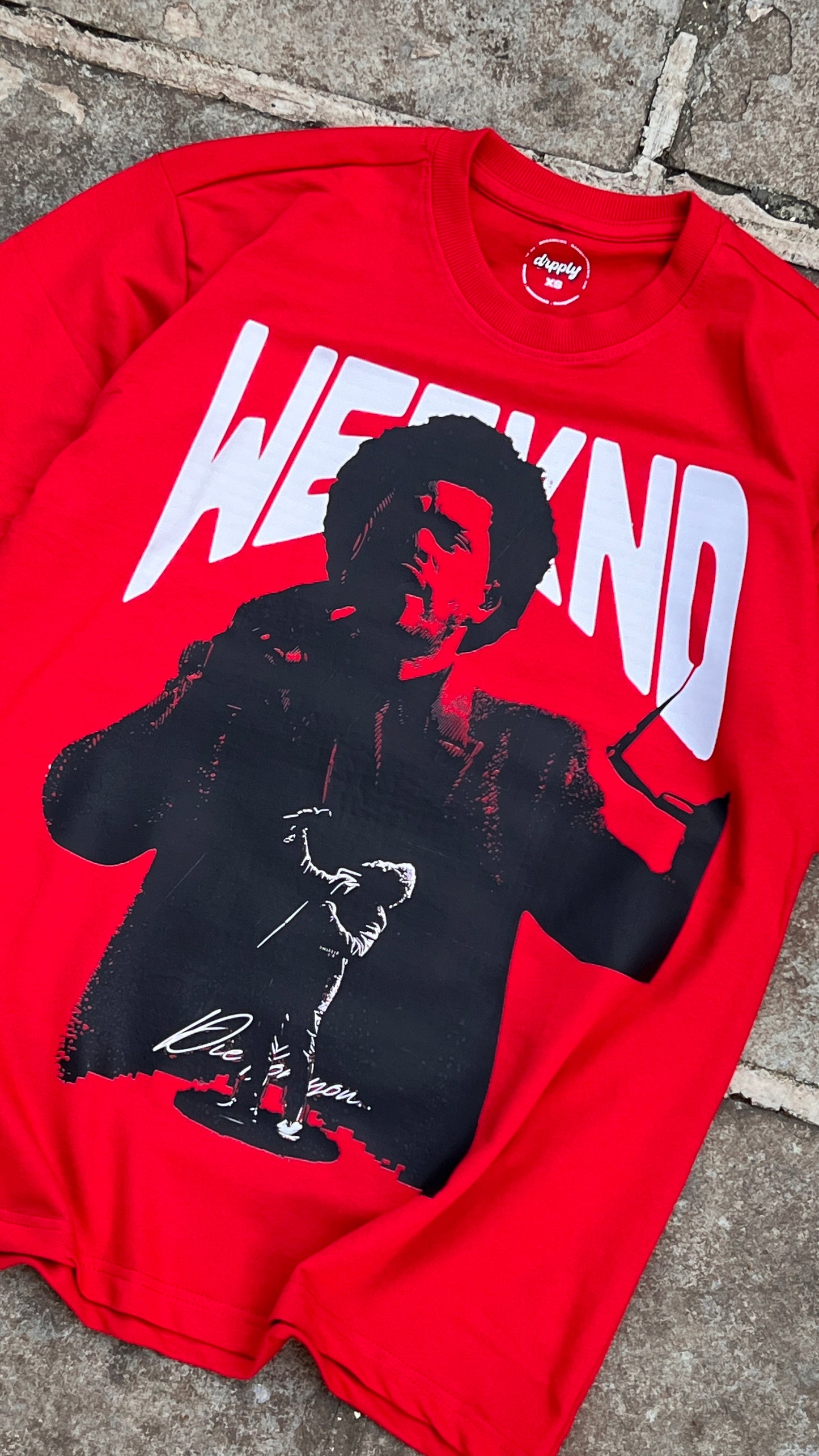 Oversized Red Weeknd T-shirt - Heavy 250 GSM Cotton