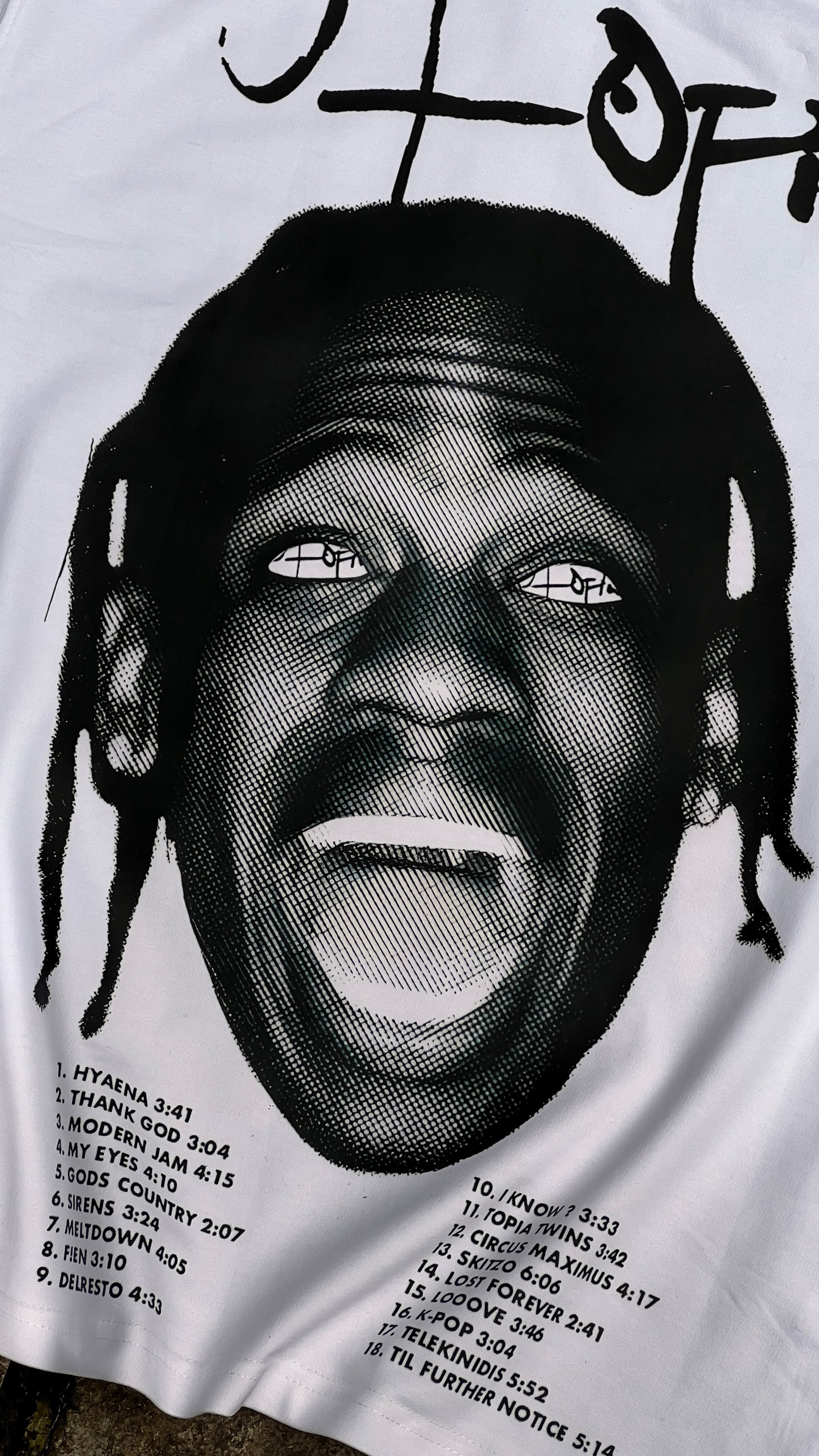 Oversized Travis Scott Utopia White T-shirt - Heavy 250 GSM Cotton
