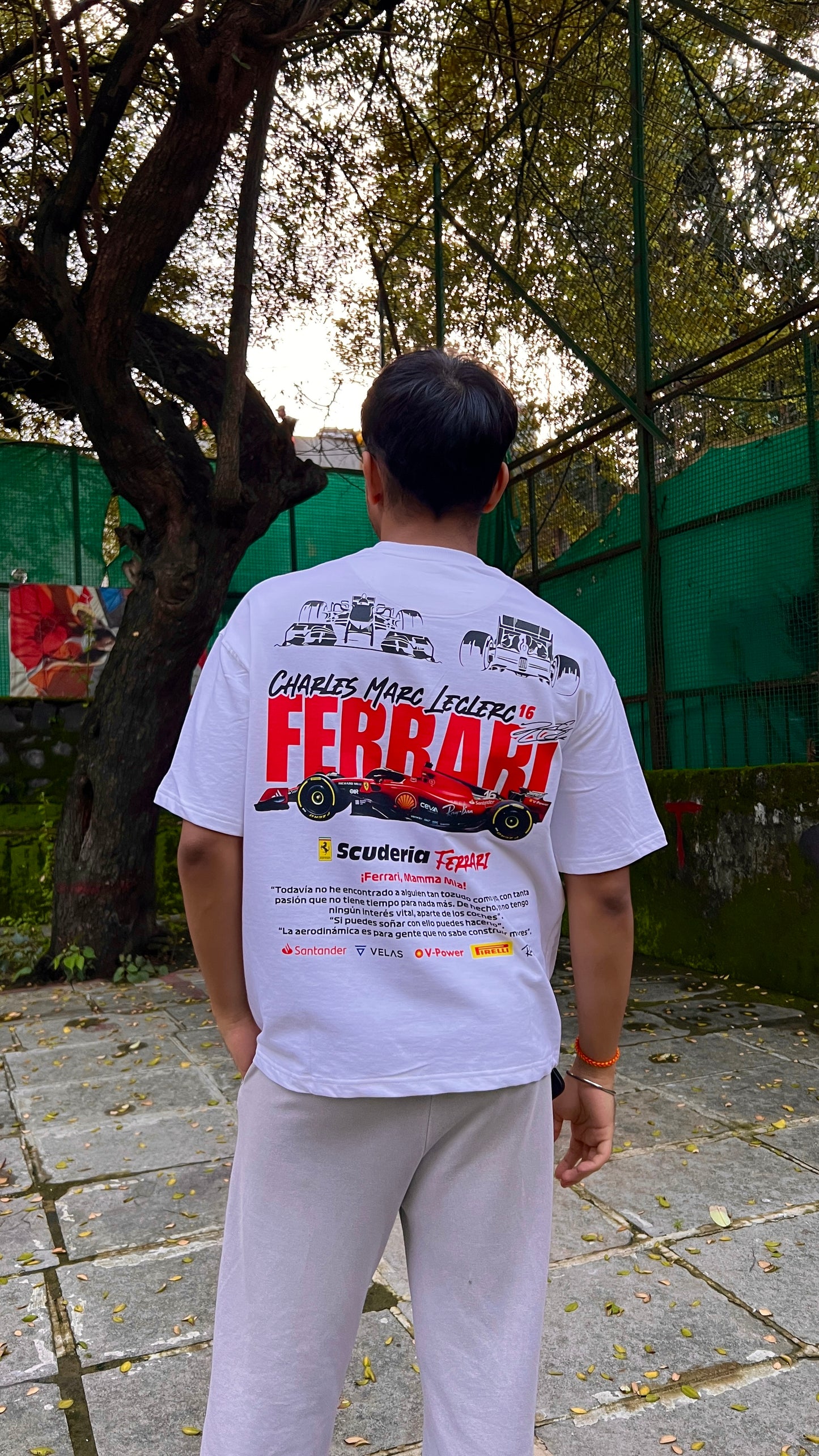 Oversized Ferrari Leclerc Formula 1 T-shirt - Heavy 250 GSM Cotton