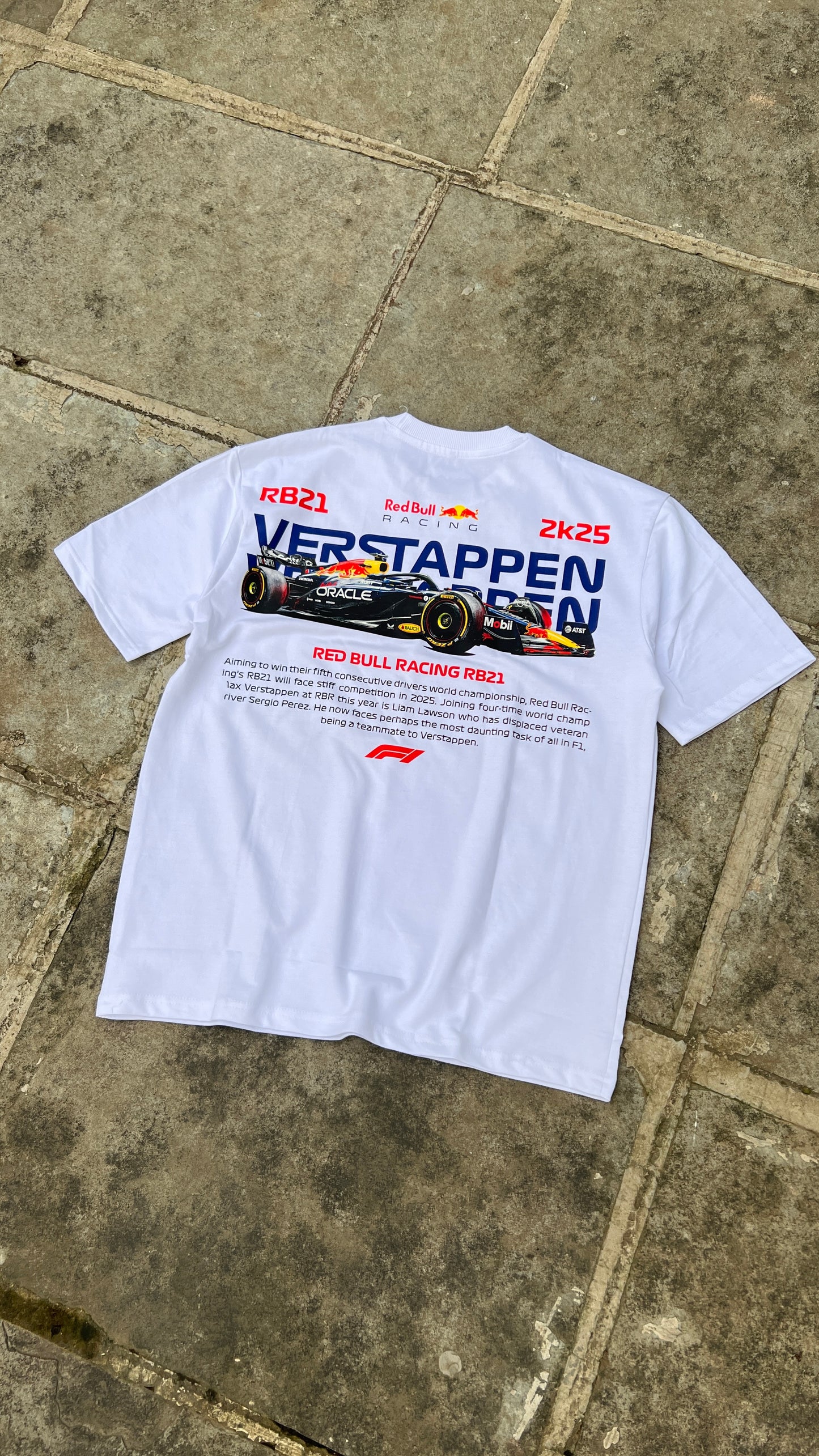 Oversized White Verstappen T-shirt - Heavy 250 GSM Cotton
