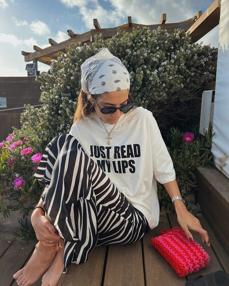 Women Oversized Just Read My Lips T-shirt - Heavy 250 GSM Cotton