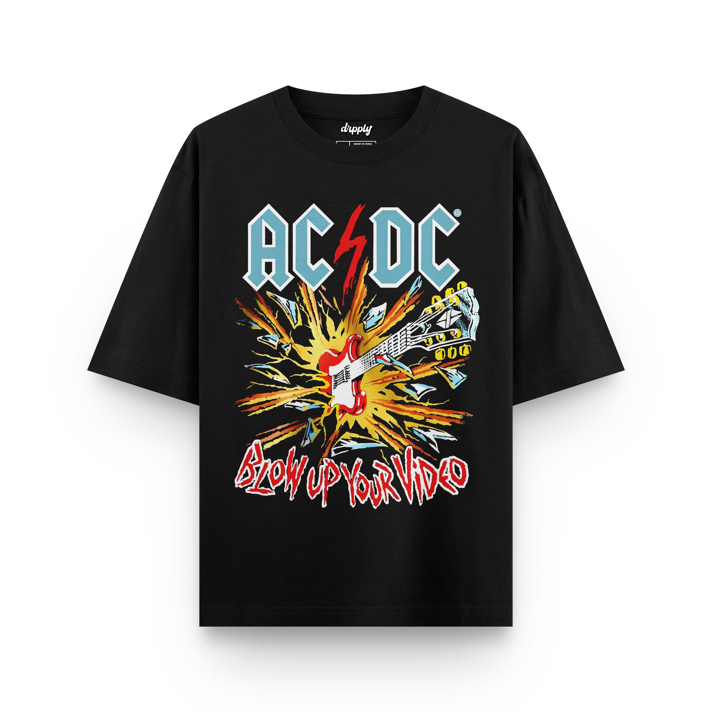 Oversized Black AC/DC T-shirt - Heavy 250 GSM Cotton