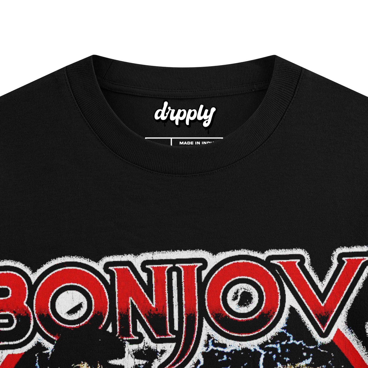 Oversized Black Bon Jovi T-shirt - Heavy 250 GSM Cotton