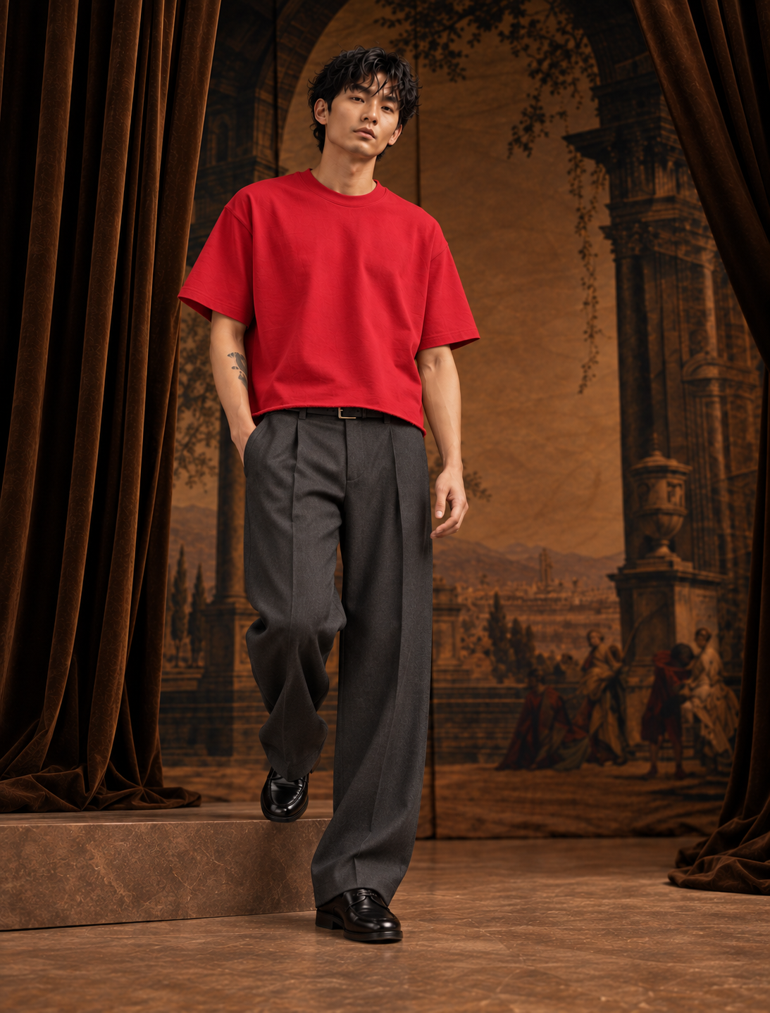 Iconic Cropped Crimson Red T-shirt