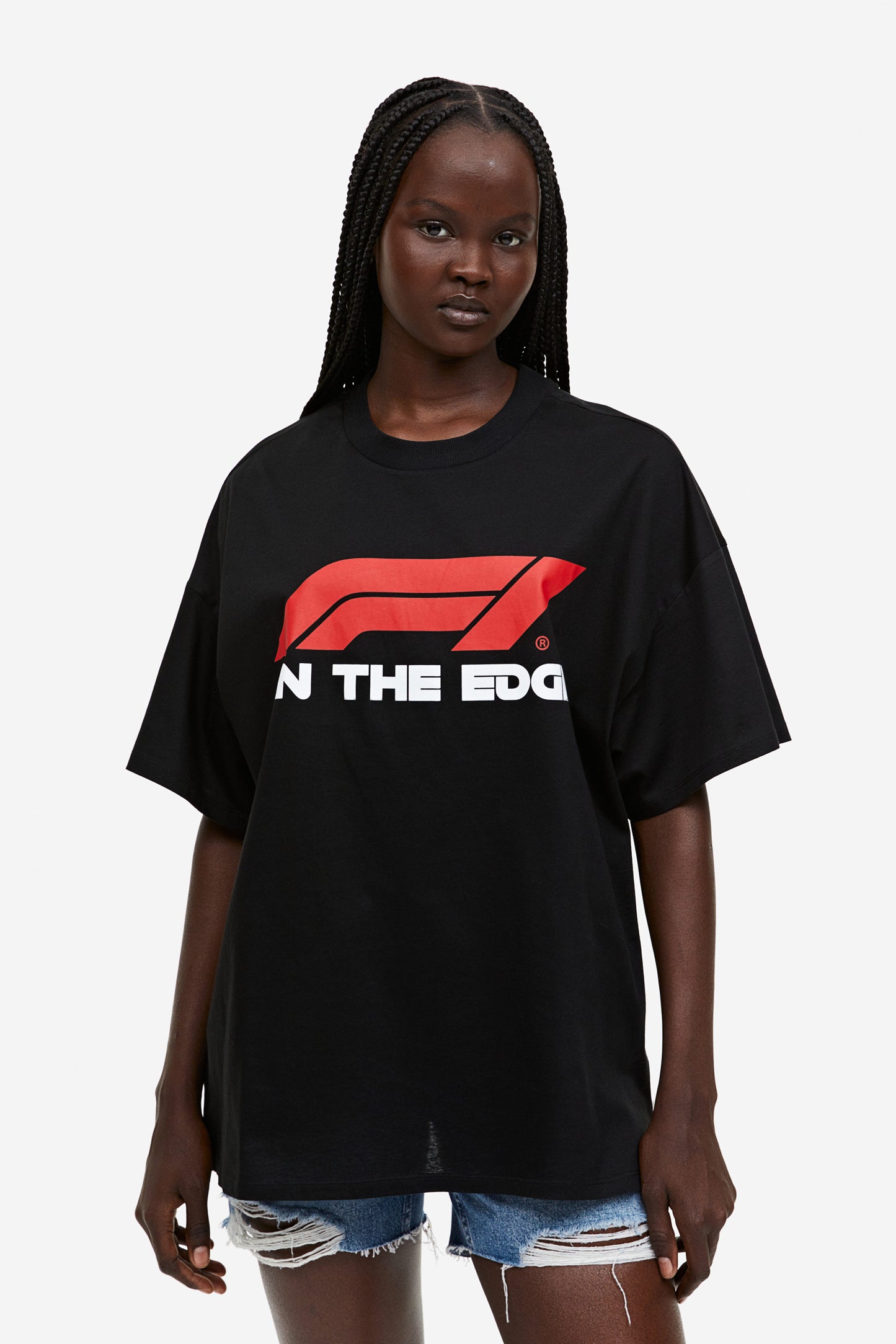 Oversized Black F1 On The Edge T-shirt - Heavy 250 GSM Cotton