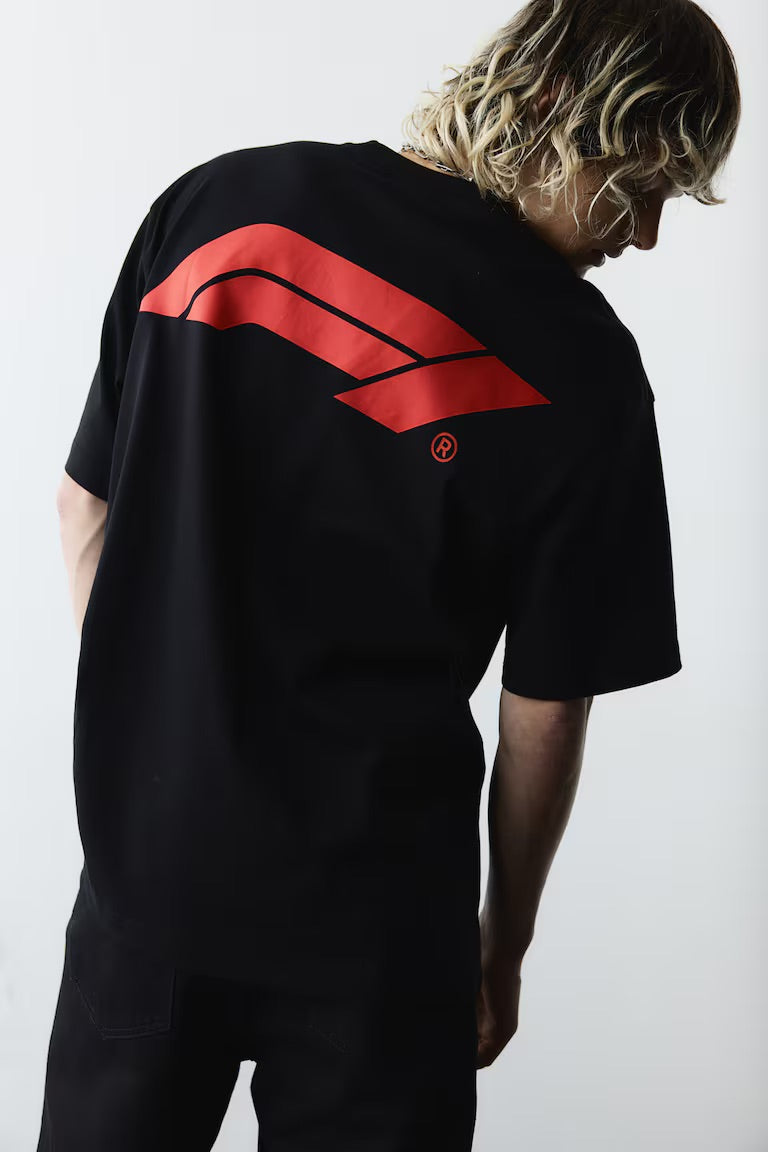 Oversized Black Formula 1 T-shirt - Heavy 250 GSM Cotton