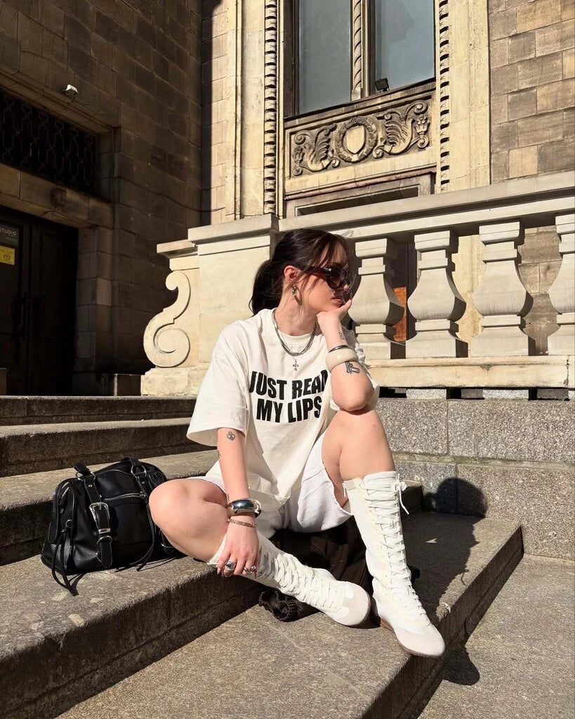 Women Oversized Just Read My Lips T-shirt - Heavy 250 GSM Cotton