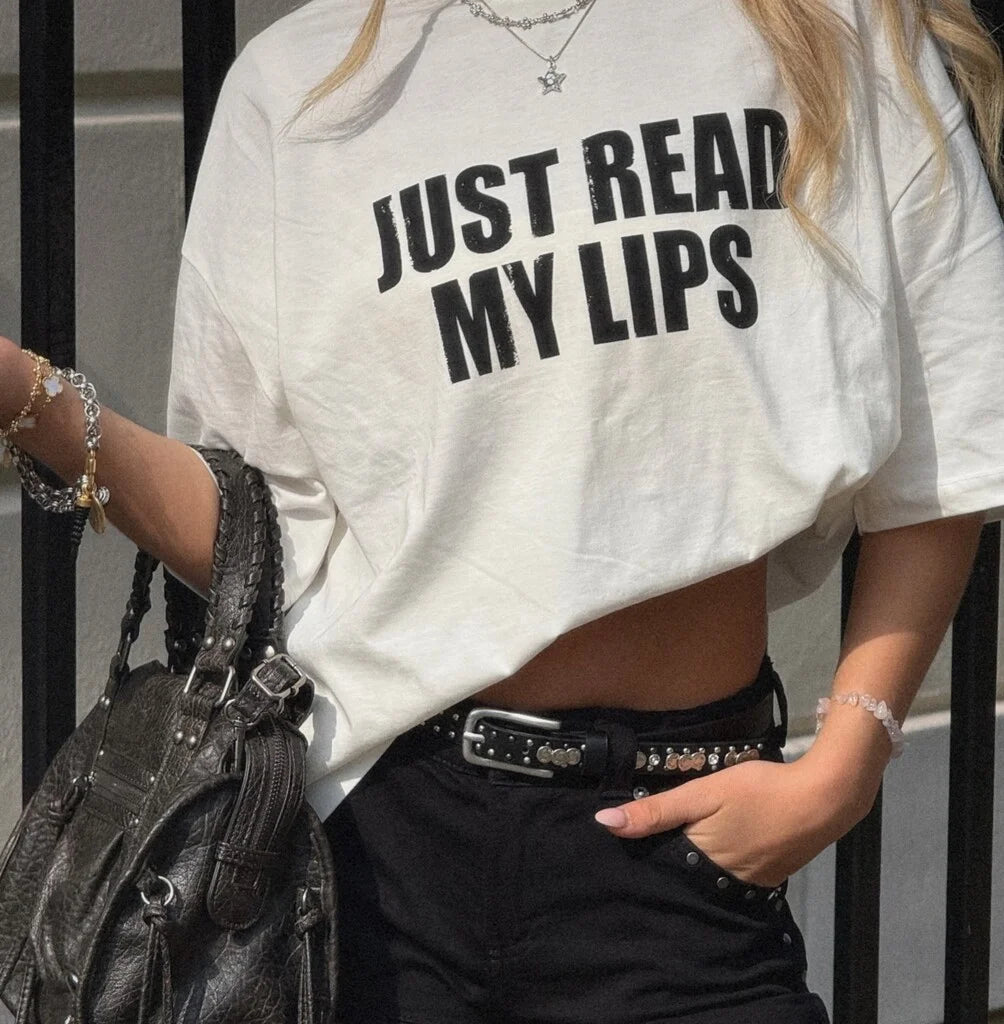 Women Oversized Just Read My Lips T-shirt - Heavy 250 GSM Cotton