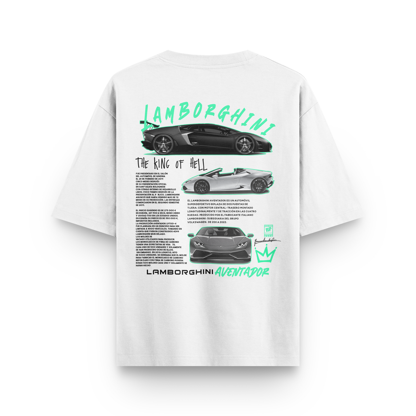 Oversized Lamborghini Aventador T-shirt - Heavy 250 GSM Cotton