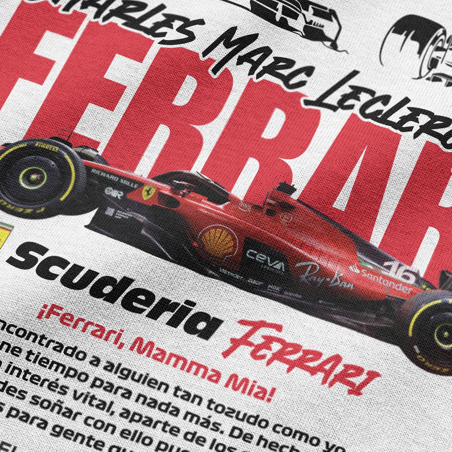 Oversized Ferrari Leclerc Formula 1 T-shirt - Heavy 250 GSM Cotton