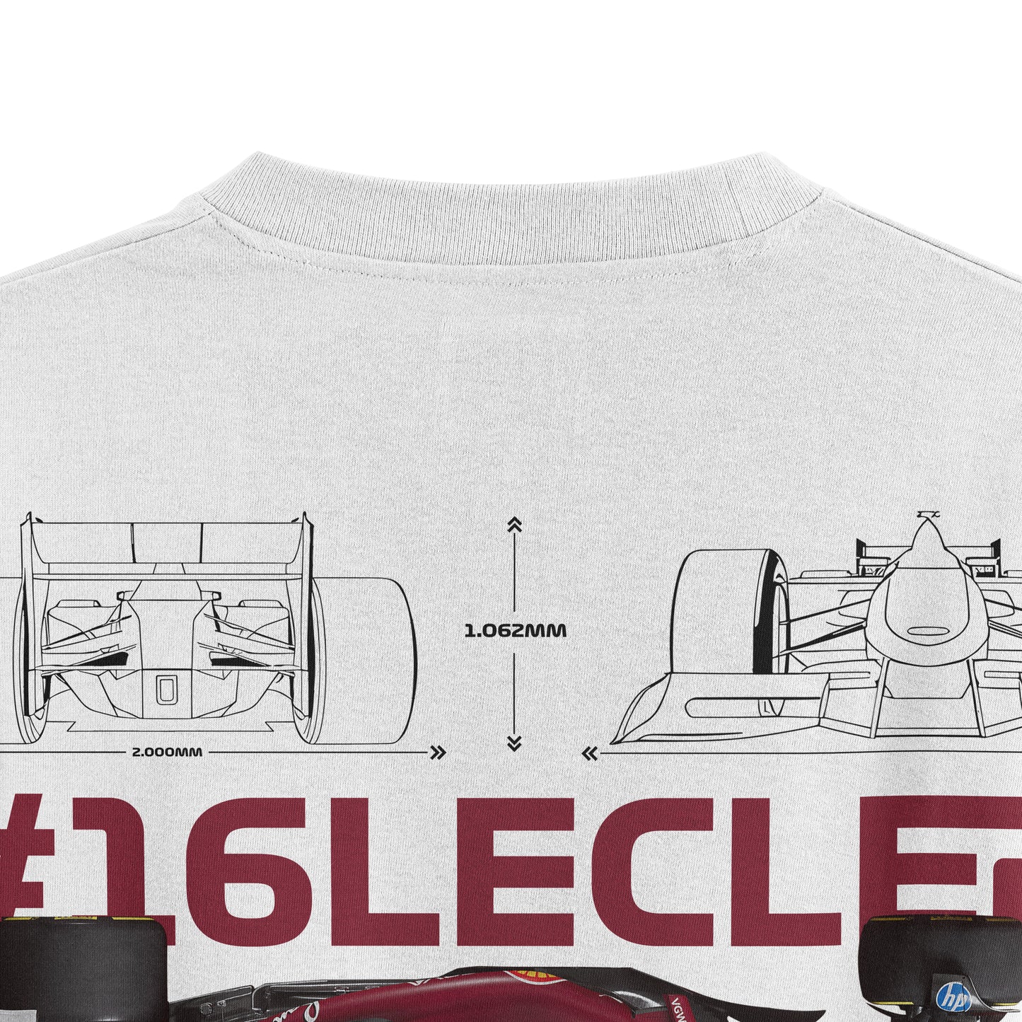 Oversized White SF25 Charles Leclerc T-shirt - Heavy 250 GSM Cotton