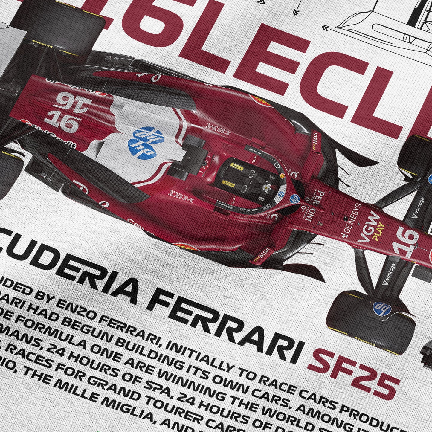 Oversized White SF25 Charles Leclerc T-shirt - Heavy 250 GSM Cotton
