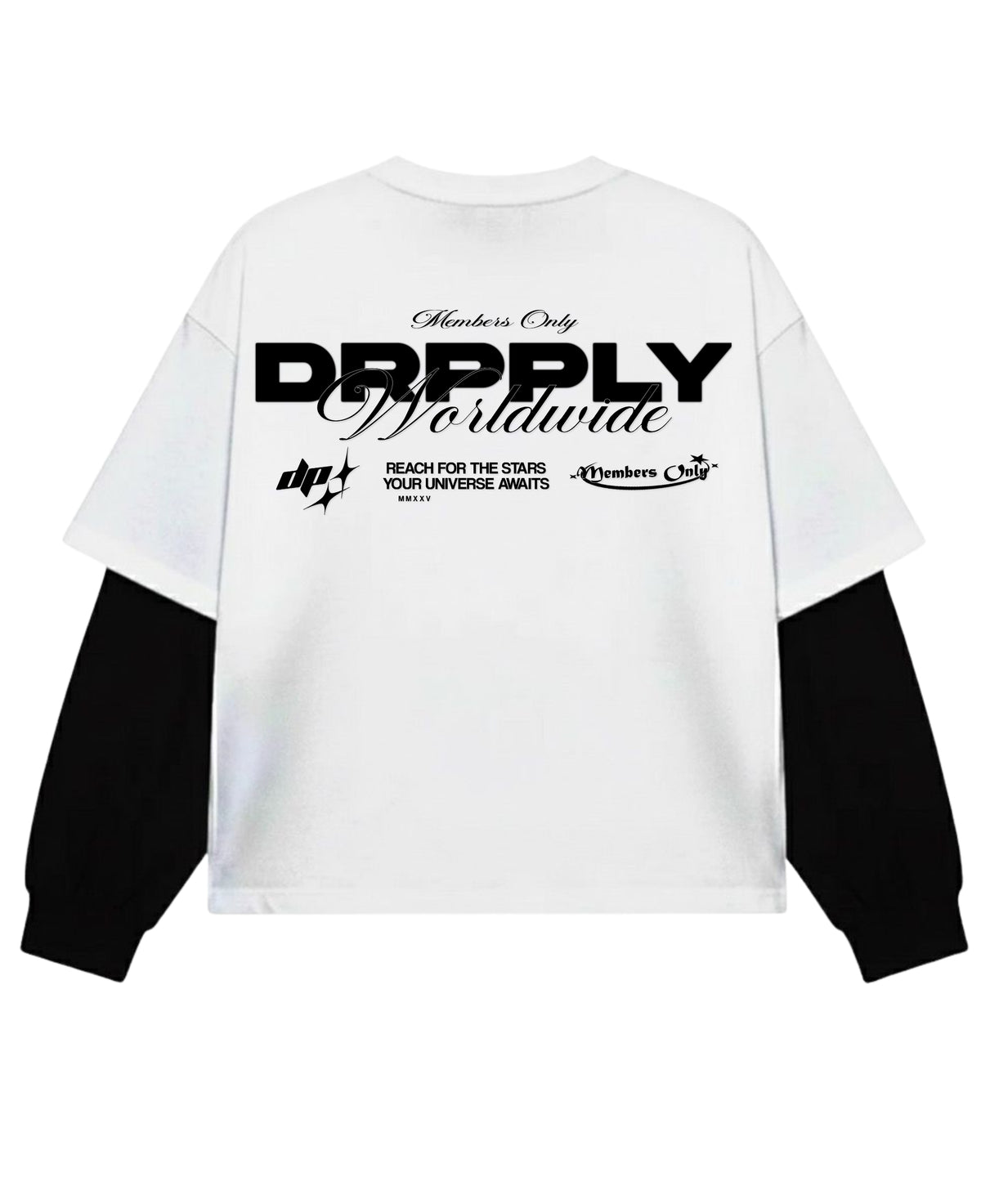 White With Black Sleeve Oversized Tee Back Design