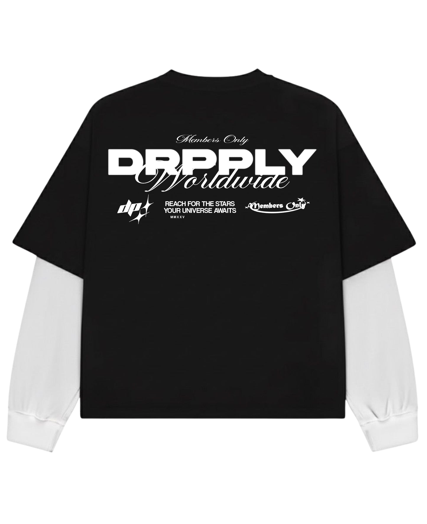 Black With White Sleeve Oversized Tee Back Design