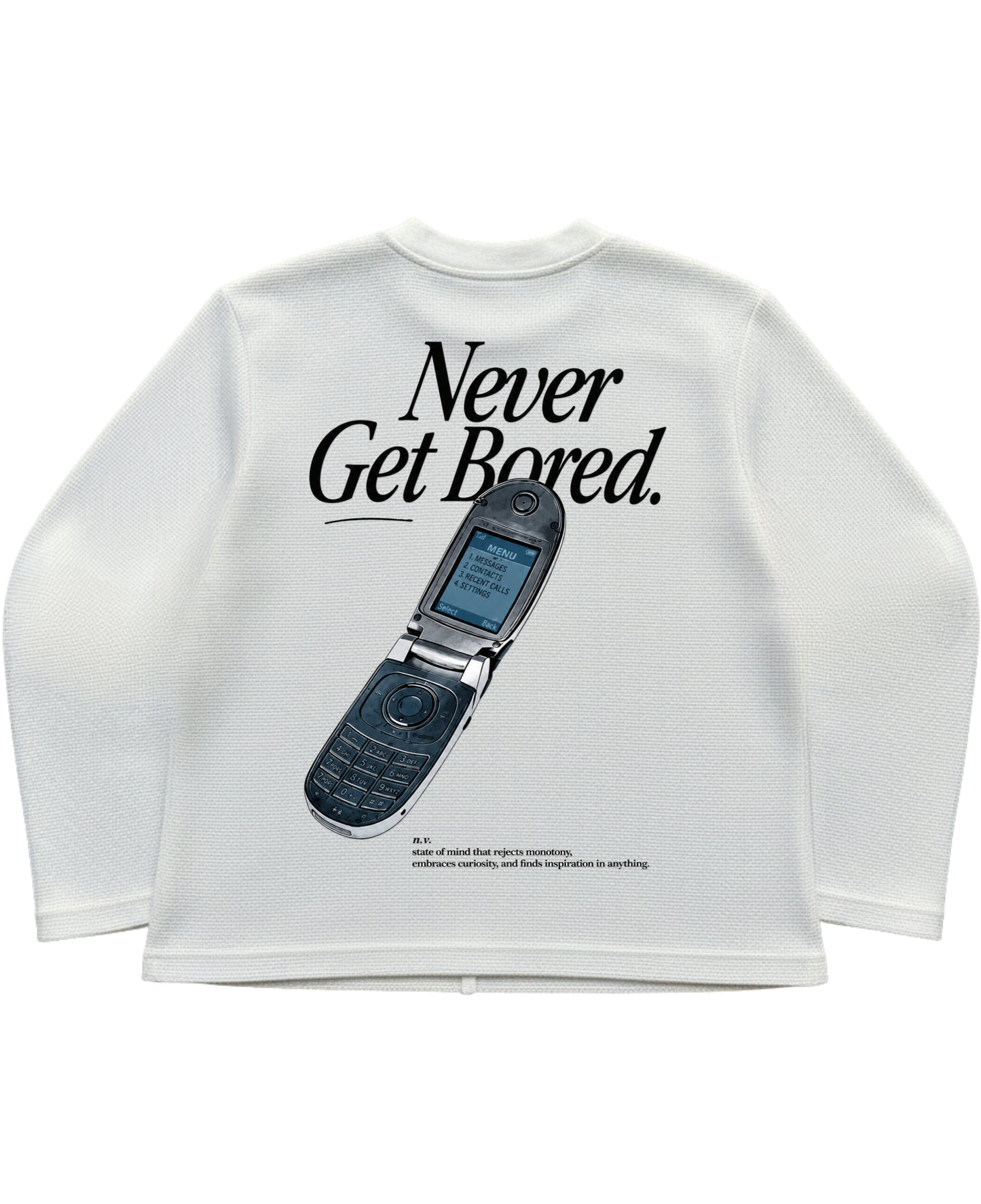 Off-white waffle knit oversized full-sleeve Back Design