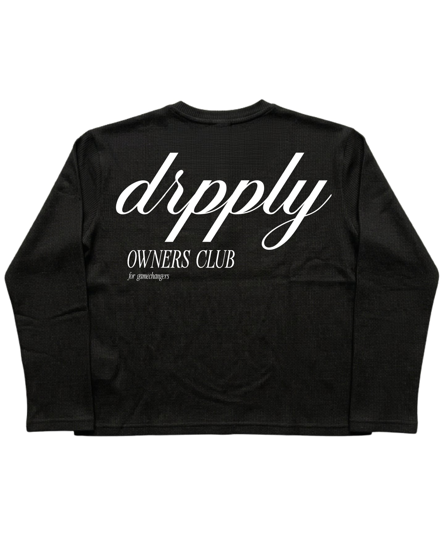 Black Henley waffle knit Back Design