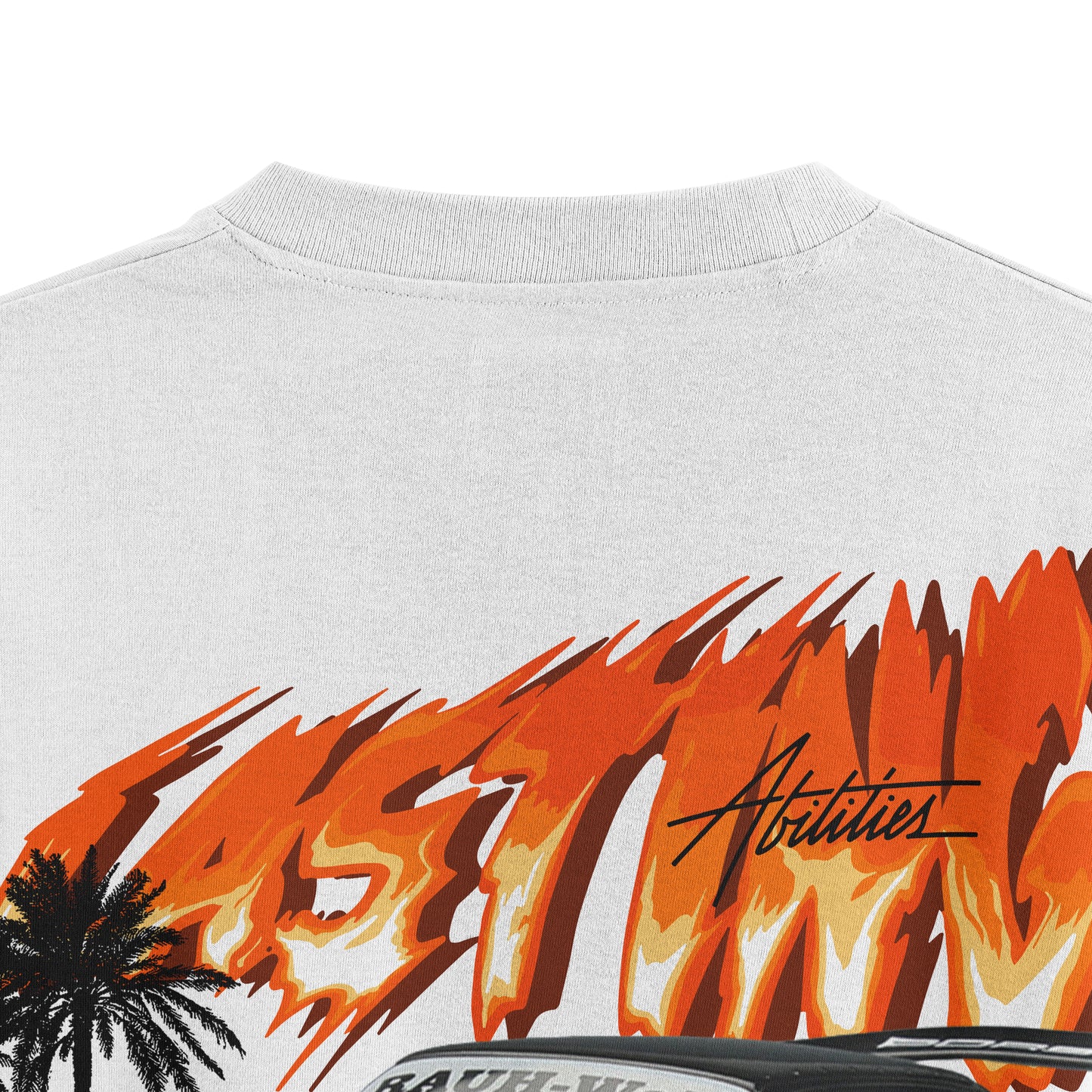 Oversized White Porsche T-shirt - Heavy 250 GSM Cotton