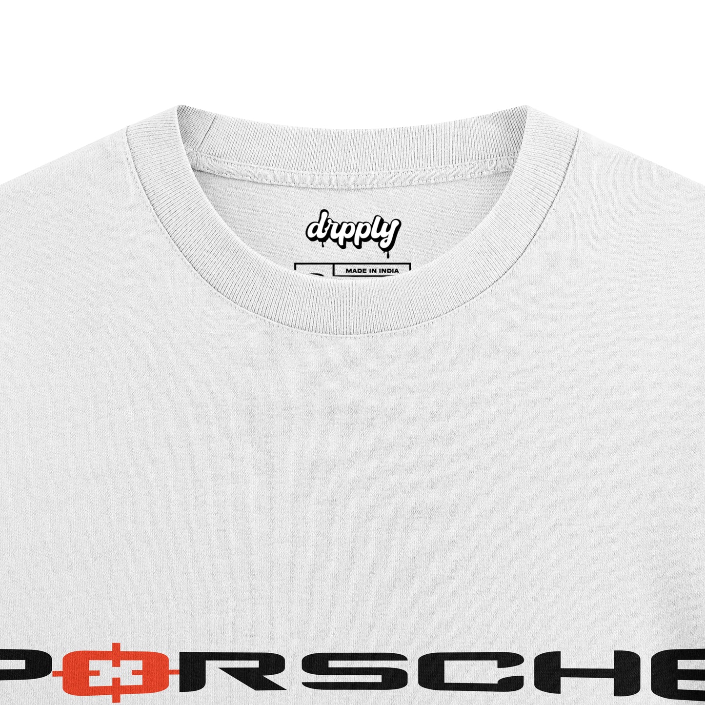 Oversized White Porsche T-shirt - Heavy 250 GSM Cotton