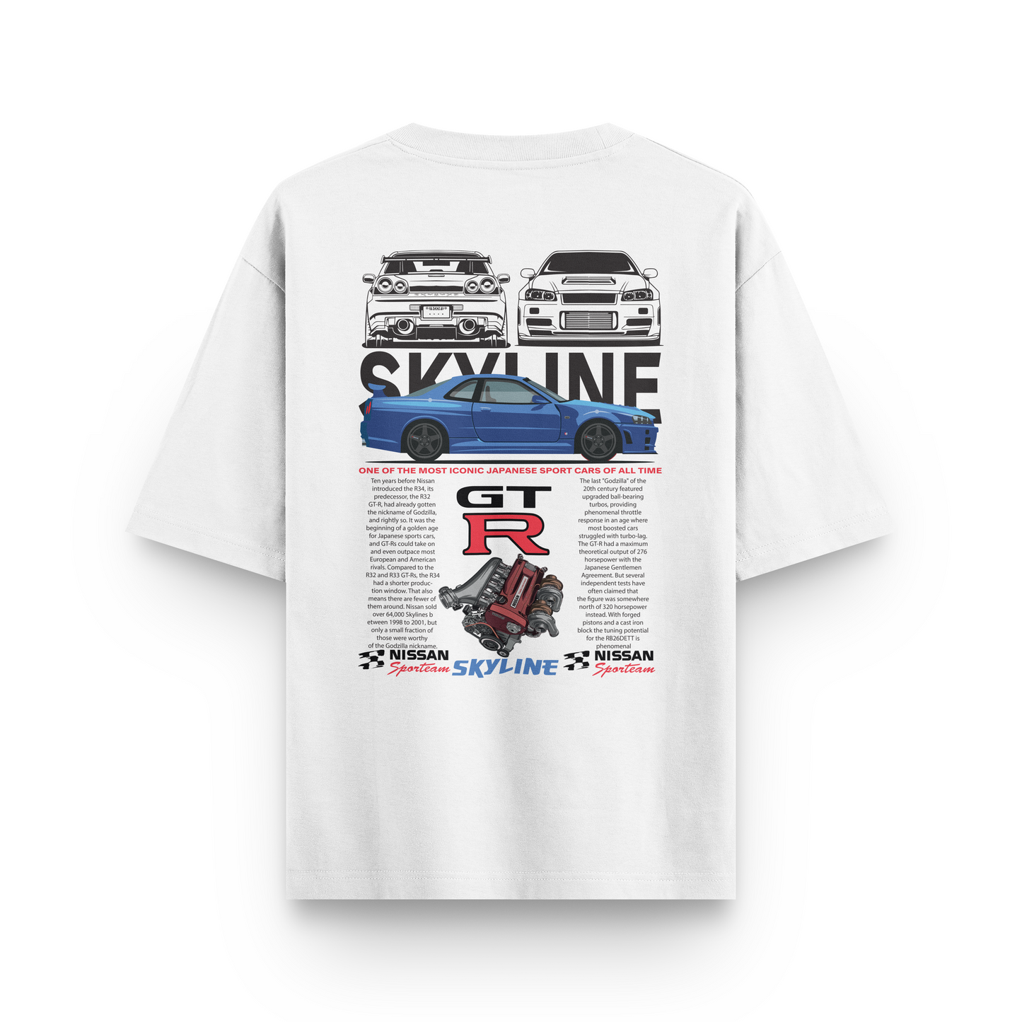 Oversized Skyline GTR T-shirt - Heavy 250 GSM Cotton