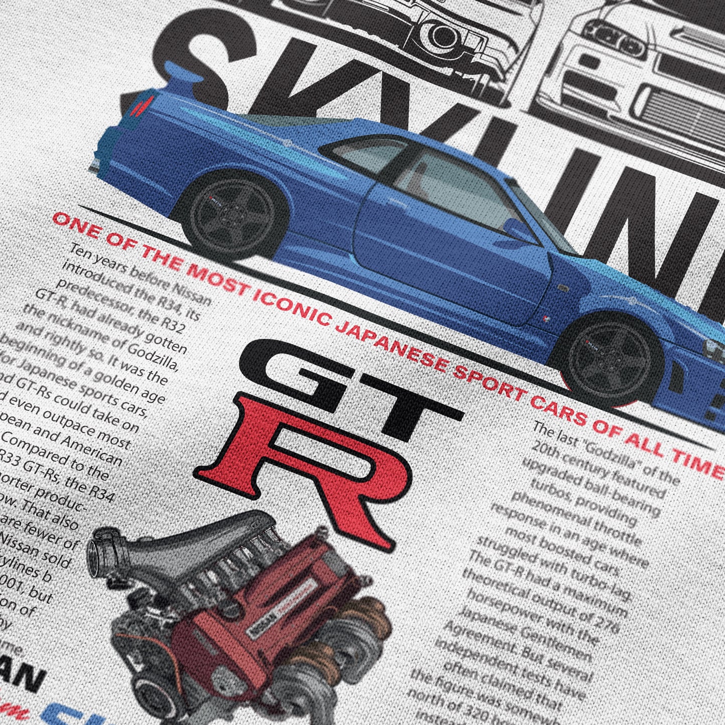 Oversized Skyline GTR T-shirt - Heavy 250 GSM Cotton