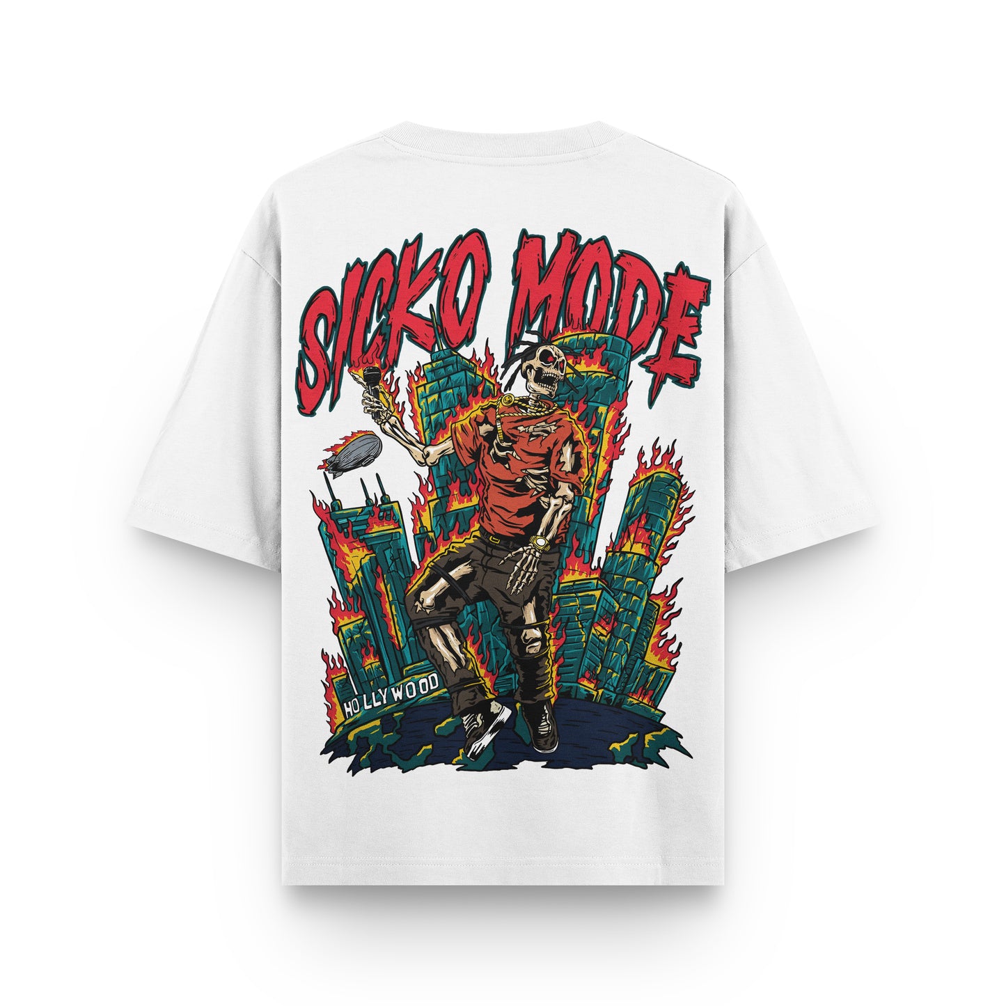 Oversized Travis Scott Sicko Mode White T-shirt - Heavy 250 GSM Cotton