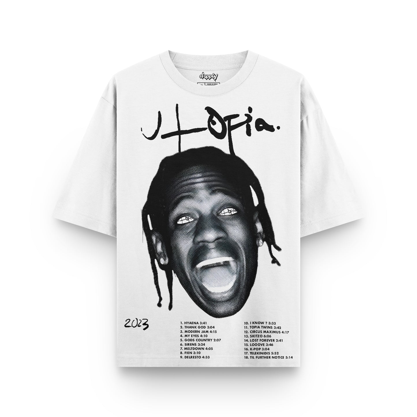 Oversized Travis Scott Utopia White T-shirt - Heavy 250 GSM Cotton