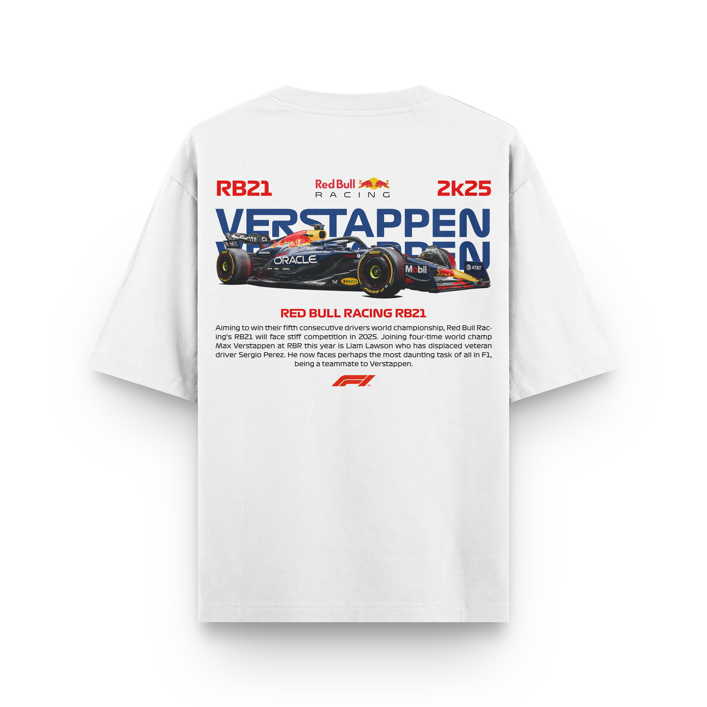 Oversized White Verstappen T-shirt - Heavy 250 GSM Cotton