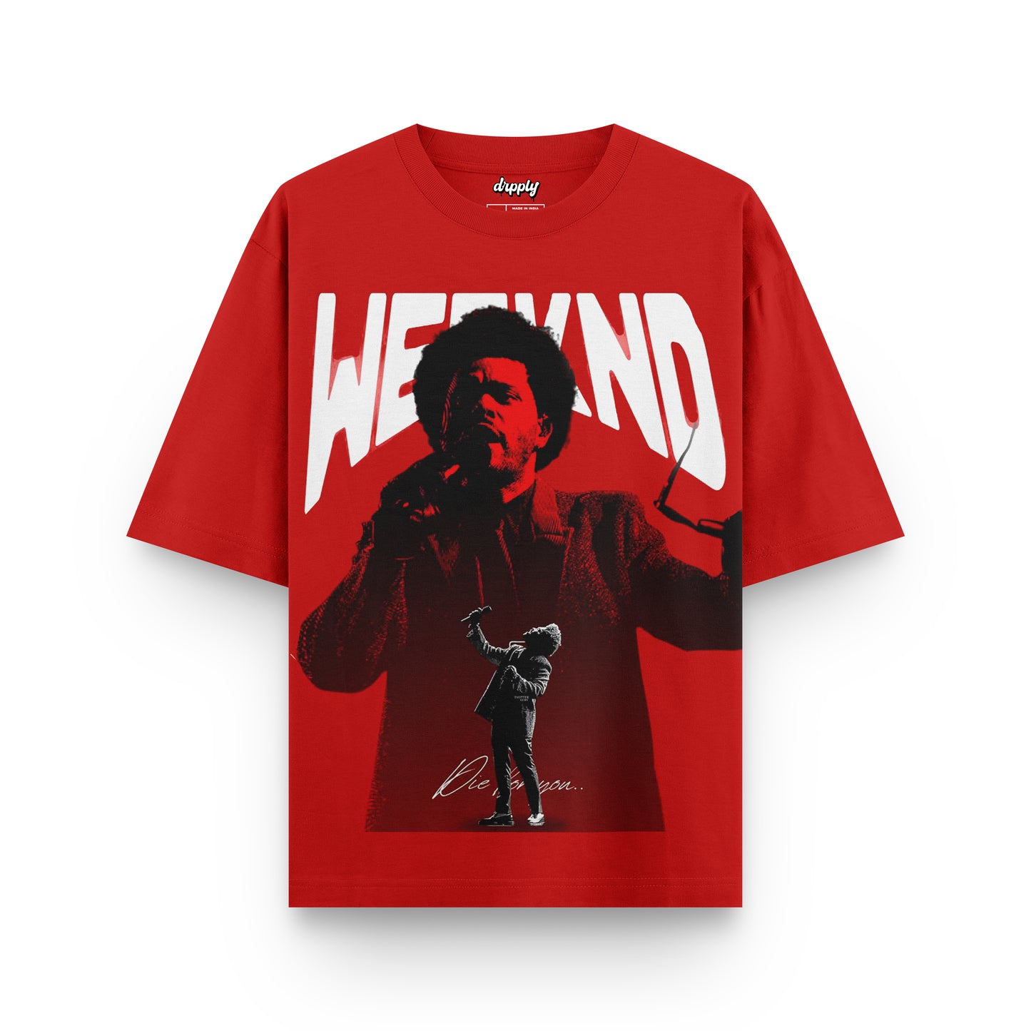 Oversized Red Weeknd T-shirt - Heavy 250 GSM Cotton