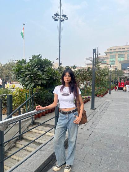 White Smooth Operator Baby Tee - Y2K Streetwear Classic Fit