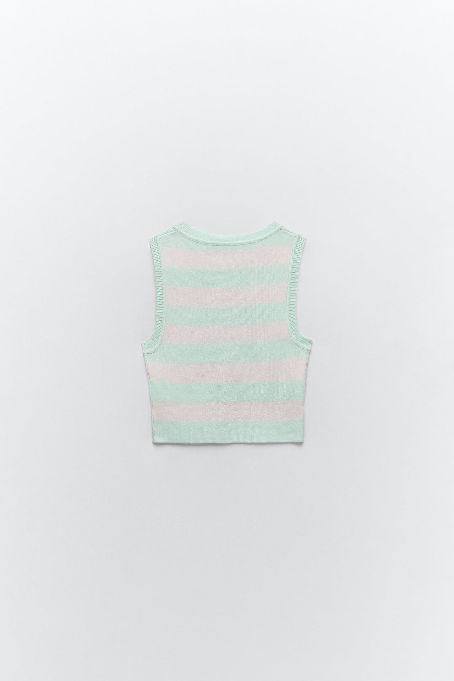 Women White / Green Knit Crop Top