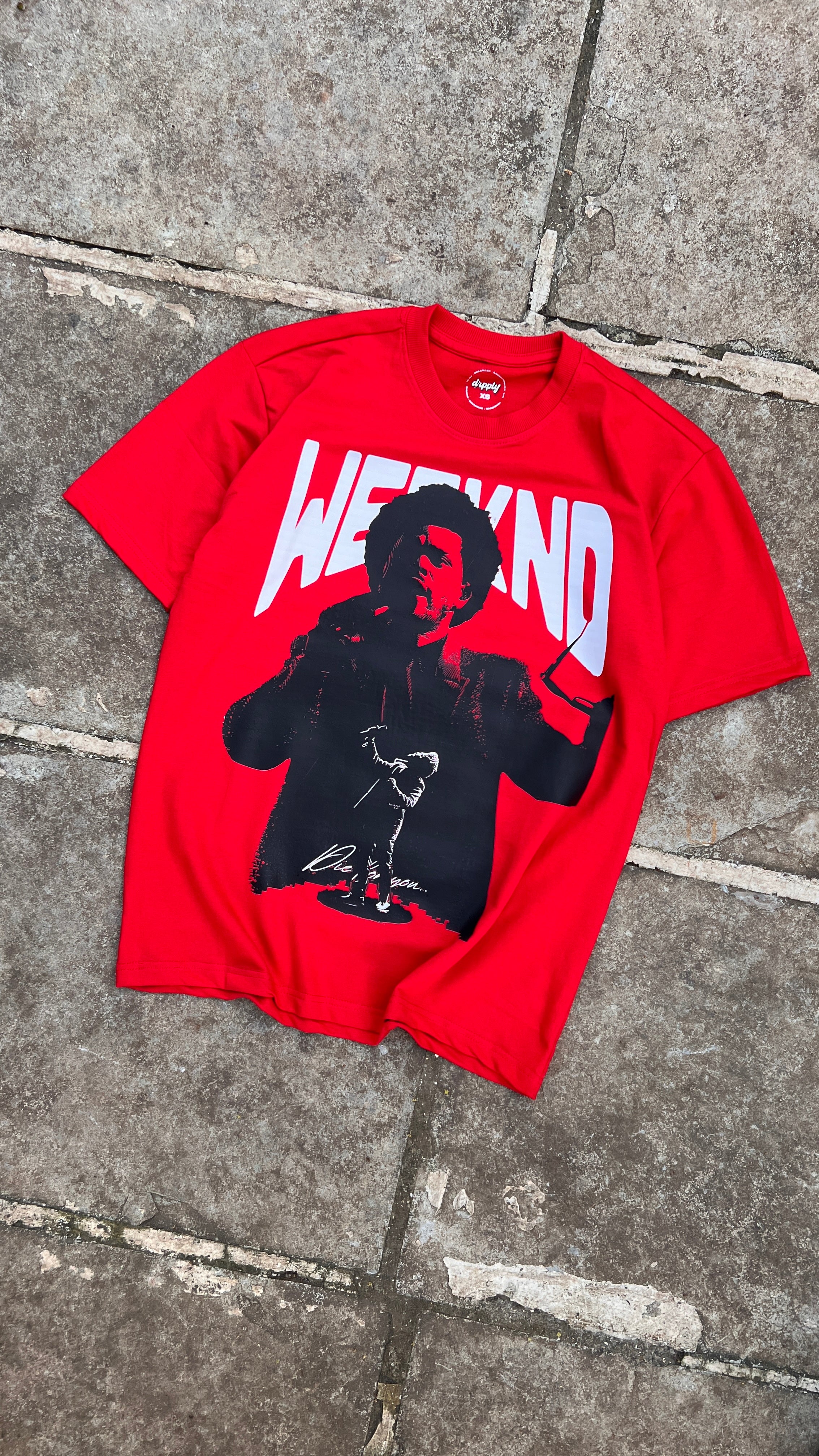 Oversized Red Weeknd T-shirt - Heavy 250 GSM Cotton – DRPPLY