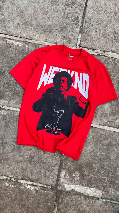 Oversized Red Weeknd T-shirt - Heavy 250 GSM Cotton