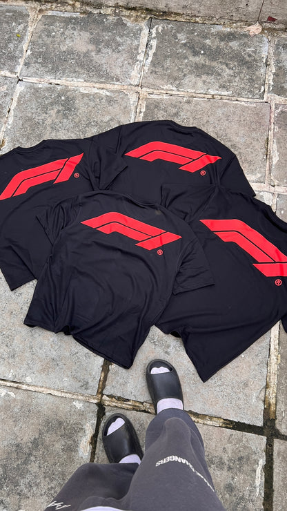 Oversized Black Formula 1 T-shirt - Heavy 250 GSM Cotton