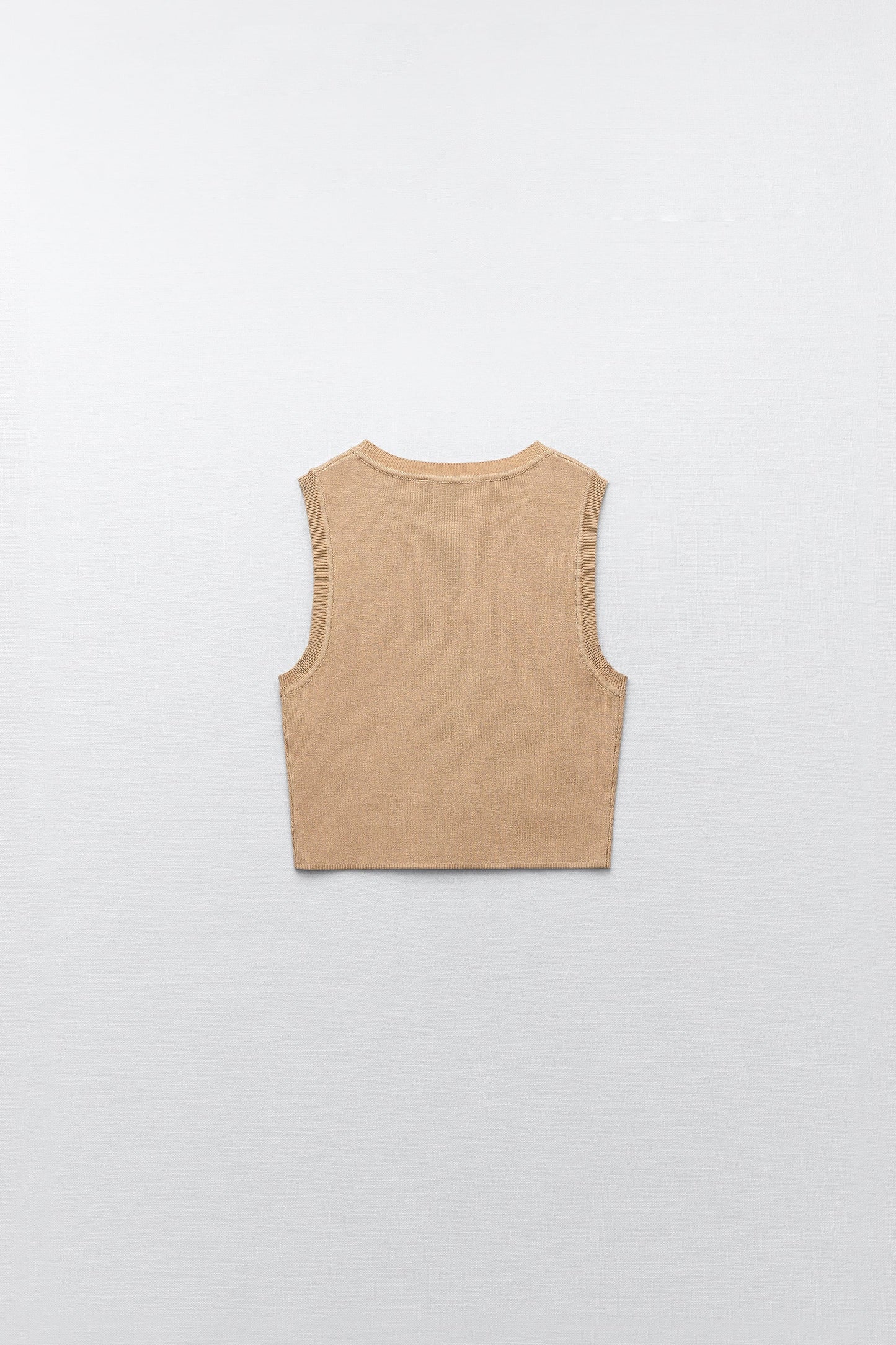 Women Beige Knit Crop Top