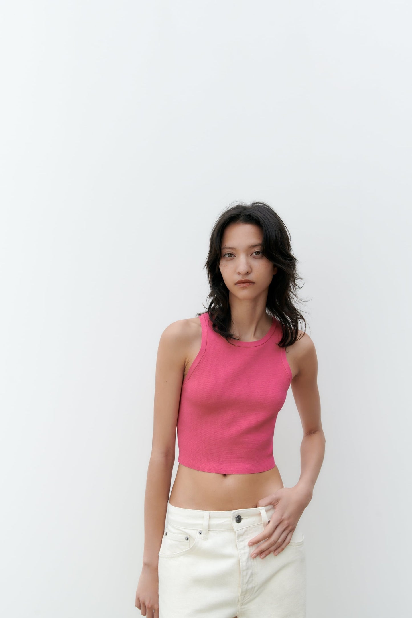 Women Pink Knit Crop Top