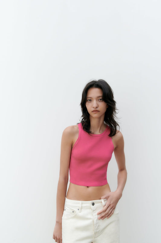 Women Pink Knit Crop Top