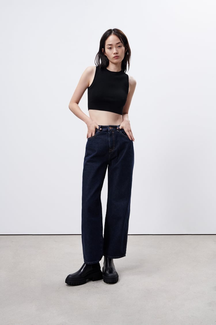 Women Black Knit Crop Top