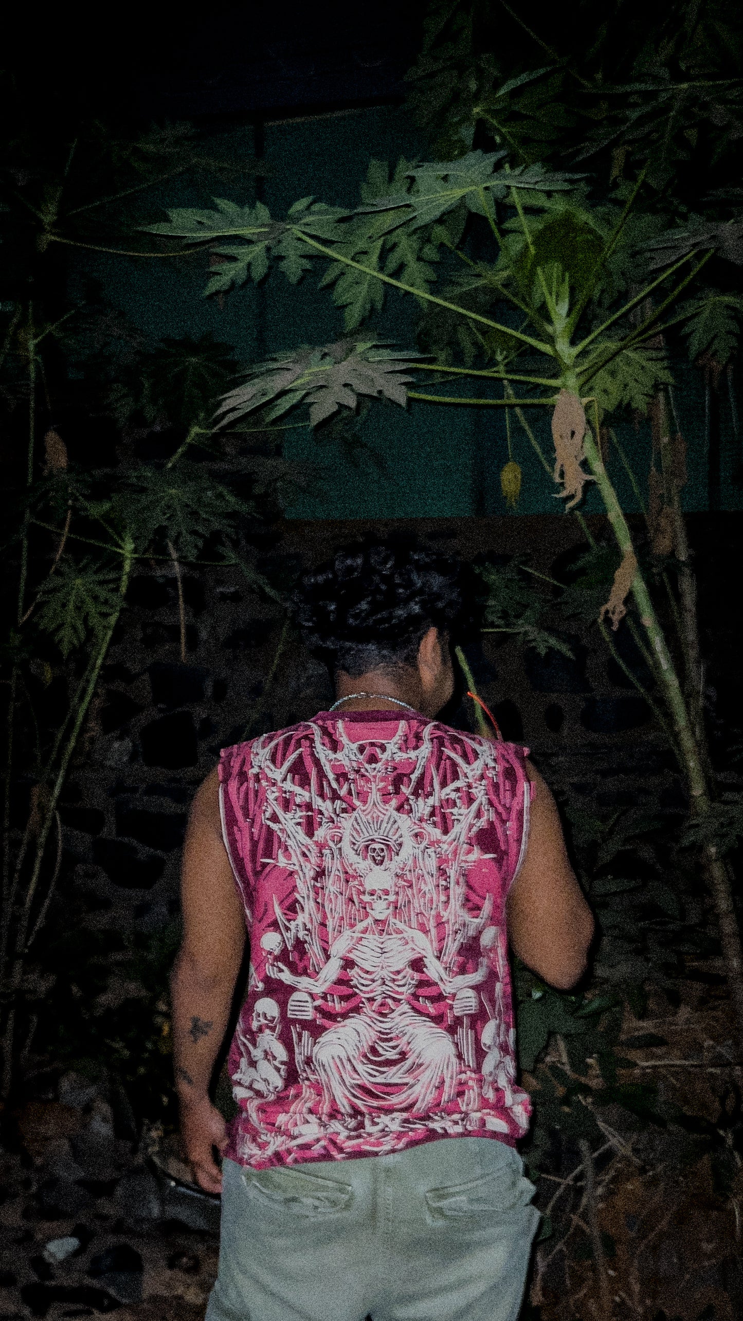 "RULER OF UNDERWORLD" ACID-WASH OVERSIZED VEST