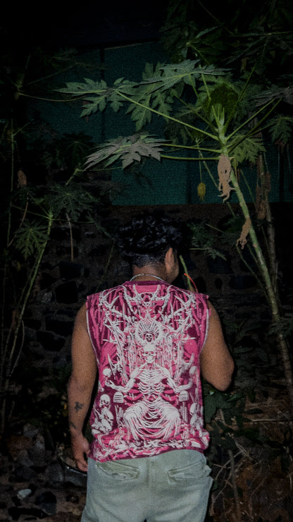 "RULER OF UNDERWORLD" ACID-WASH OVERSIZED VEST
