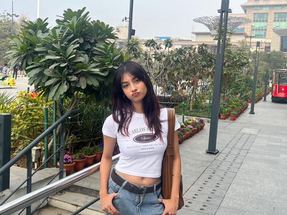 White Smooth Operator Baby Tee - Y2K Streetwear Classic Fit