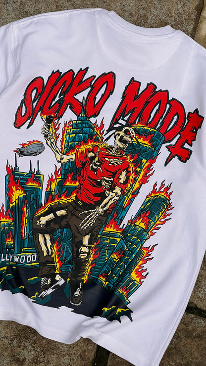 Oversized Travis Scott Sicko Mode White T-shirt - Heavy 250 GSM Cotton