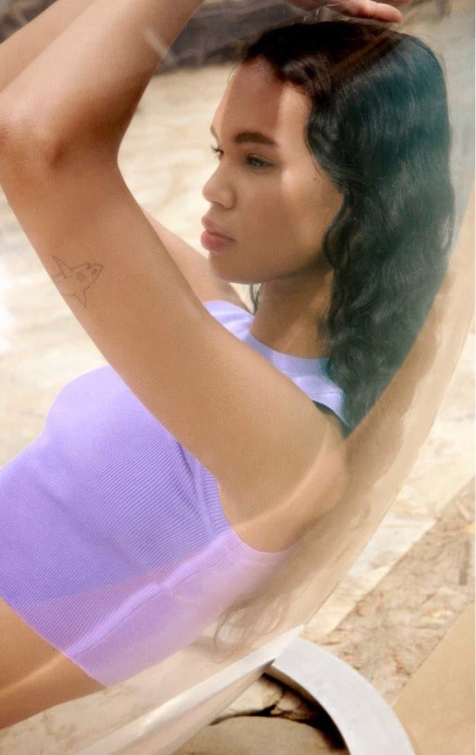 Women Lilac Knit Crop Top