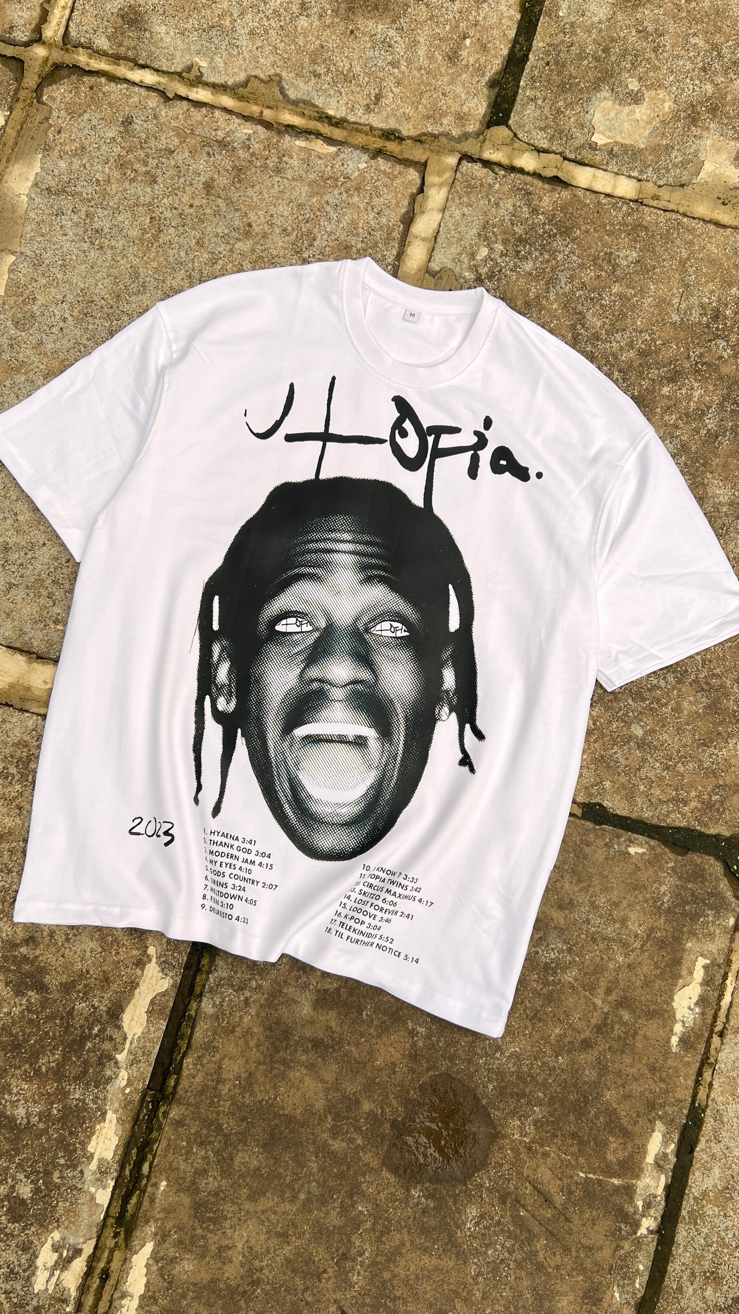 Oversized Travis Scott Utopia White T-shirt - Heavy 250 GSM Cotton