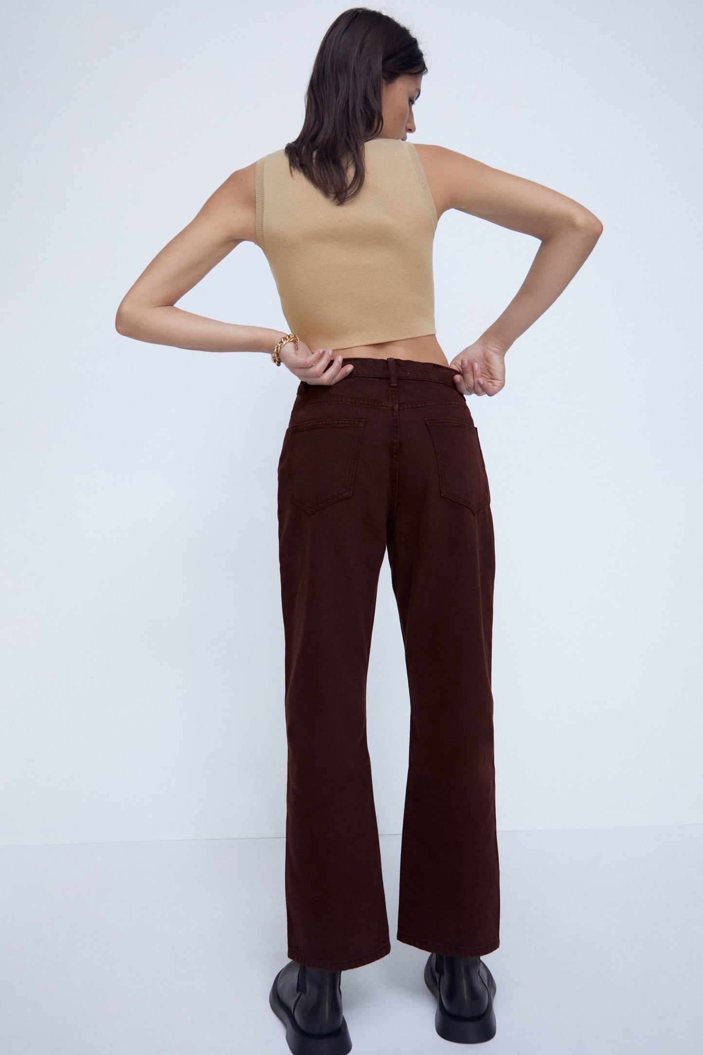 Women Beige Knit Crop Top