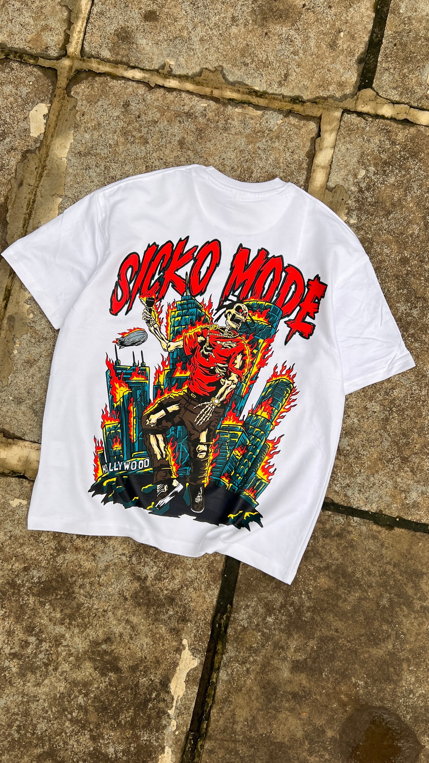 Oversized Travis Scott Sicko Mode White T-shirt - Heavy 250 GSM Cotton