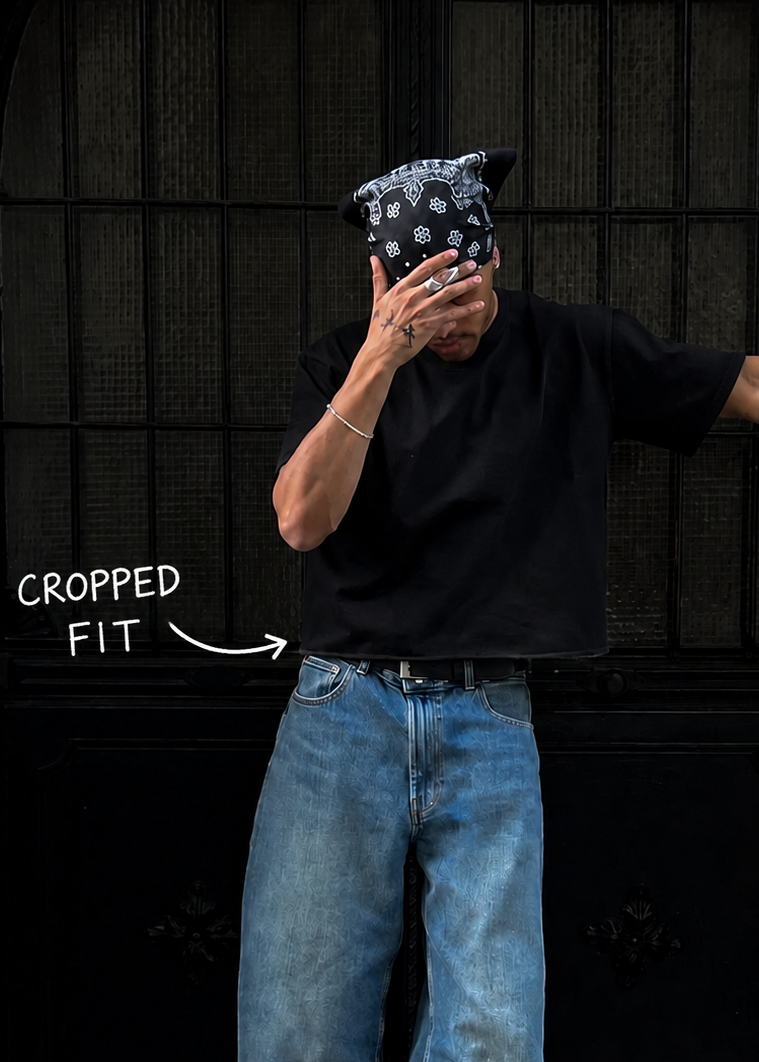 Perfectly Cropped Black T-shirt - Heavy 250 GSM Cotton
